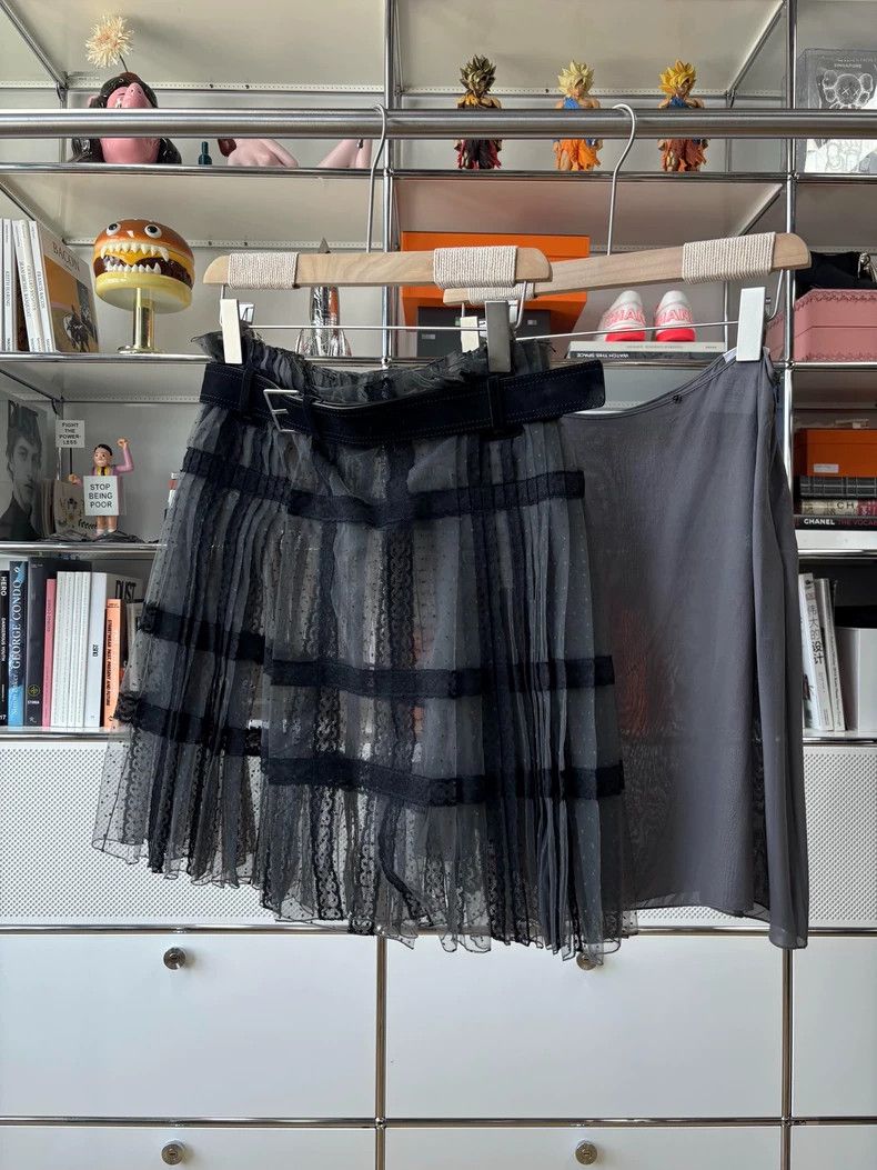 Dior Dior Black polka dot lace stitching plaid skirt with belt Size 25" / US 0 / IT 36 - 3 Thumbnail