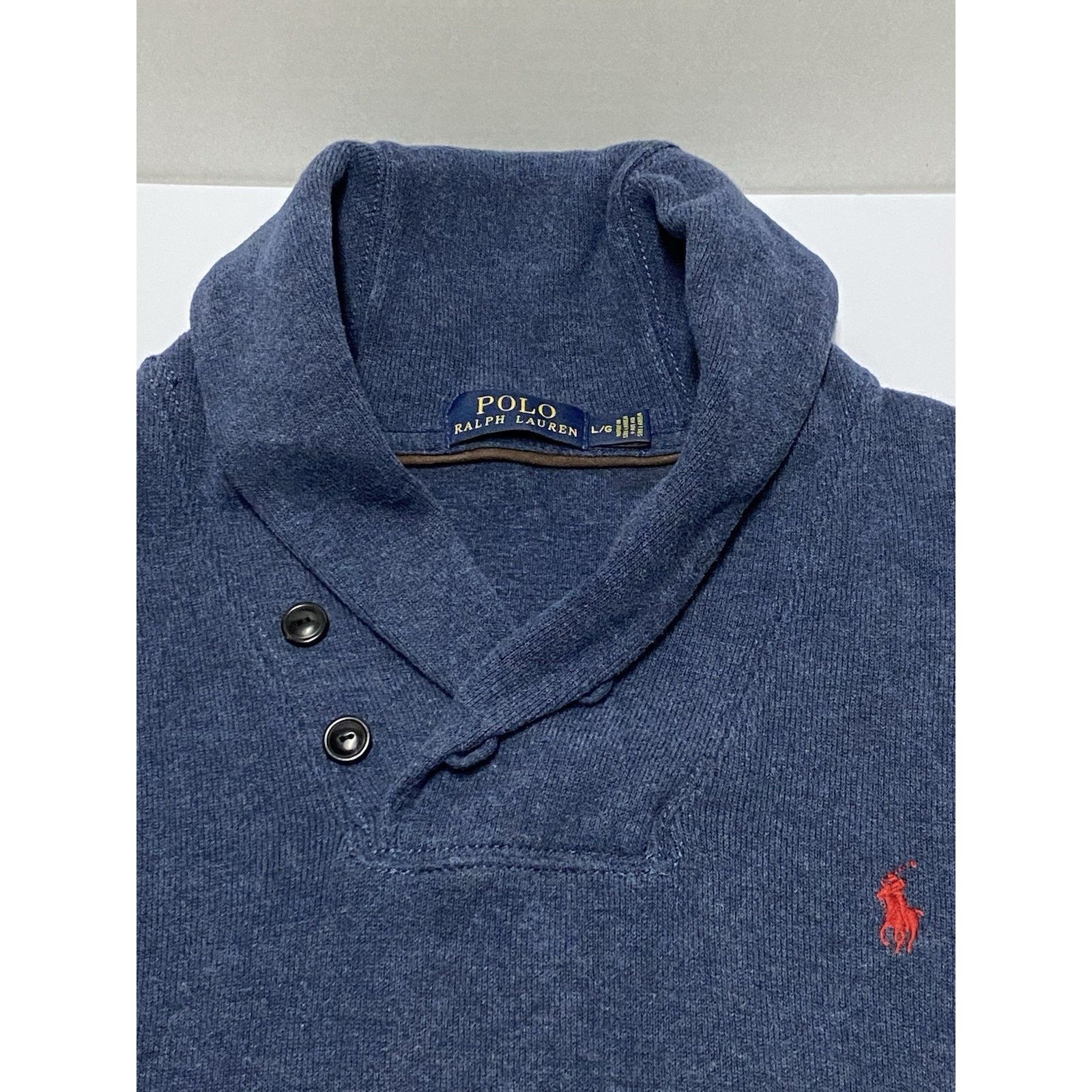 Ralph Lauren Ralph Lauren Mens Large Blue Pony Shawl Collar Sweater Size US L / EU 52-54 / 3 - 4 Thumbnail