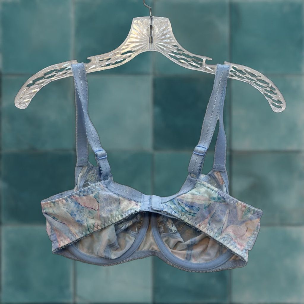 Vintage VINTAGE Fantasie Balconette Bra 34DD Blue Unlined Victorian Edwardian Coquette DD Womens Size ONE SIZE - 1 Thumbnail