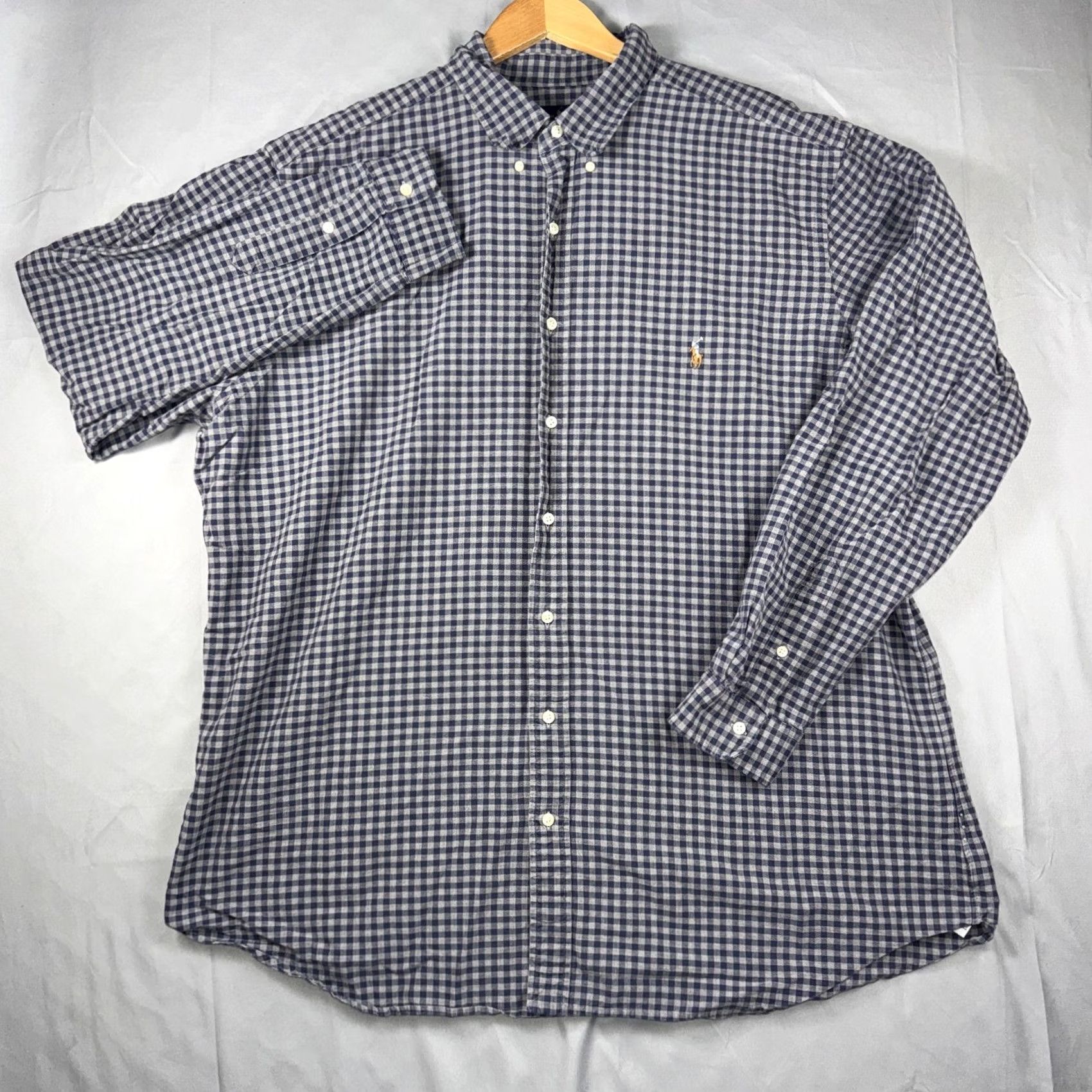 Ralph Lauren Ralph Lauren Shirt Men 2XLT Blue Gingham Button-Down Long Sleeve Casual Stay Relaxed Fit Big & Tall Size US XXL / EU 58 / 5 - 2 Thumbnail