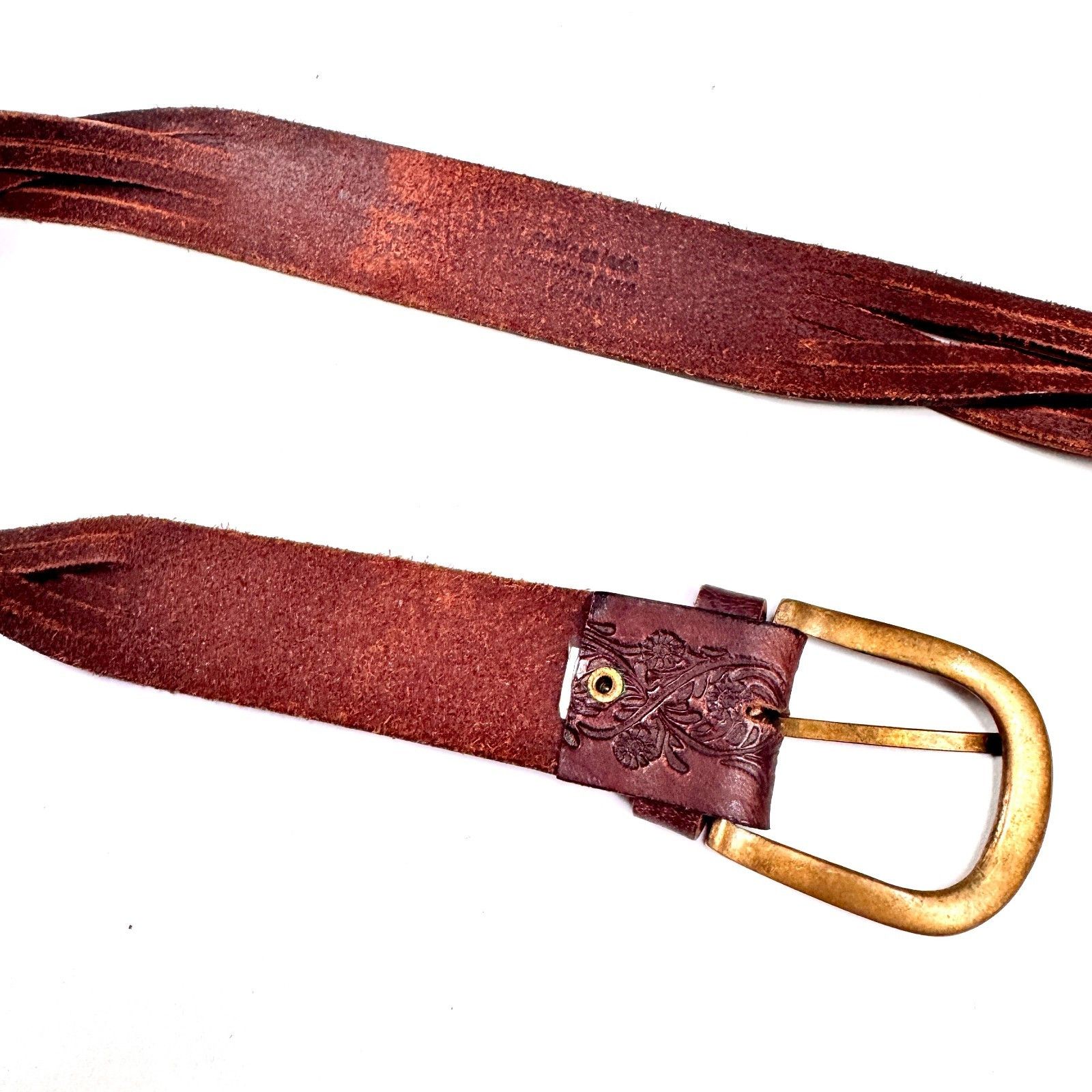 Vintage Vintage Womens Brown Tooled Leather Braided Belt Floral Boho Size ONE SIZE - 11 Thumbnail