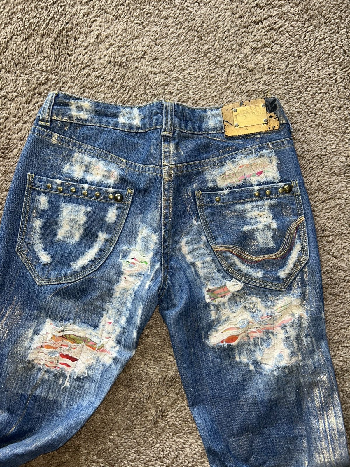 Dolce & Gabbana Super Unique Gold Glitter D&G Jeans with Distress Detail Size 29" - 3 Thumbnail