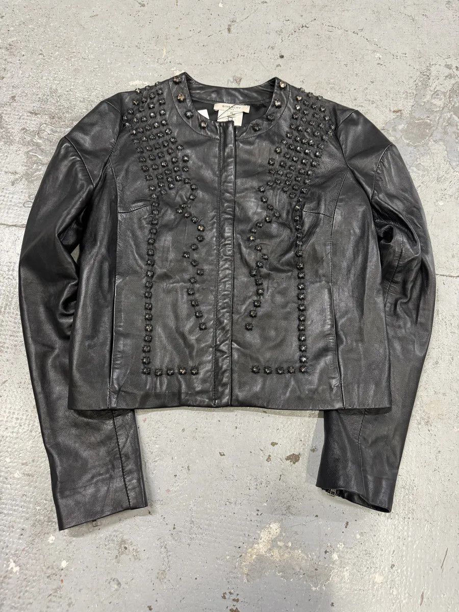 Designer × Givenchy × Vintage AW2010 Givenchy Black Crystal Embellished Leather Jacket by Riccardo Tisci Size S / US 4 / IT 40 - 5 Thumbnail
