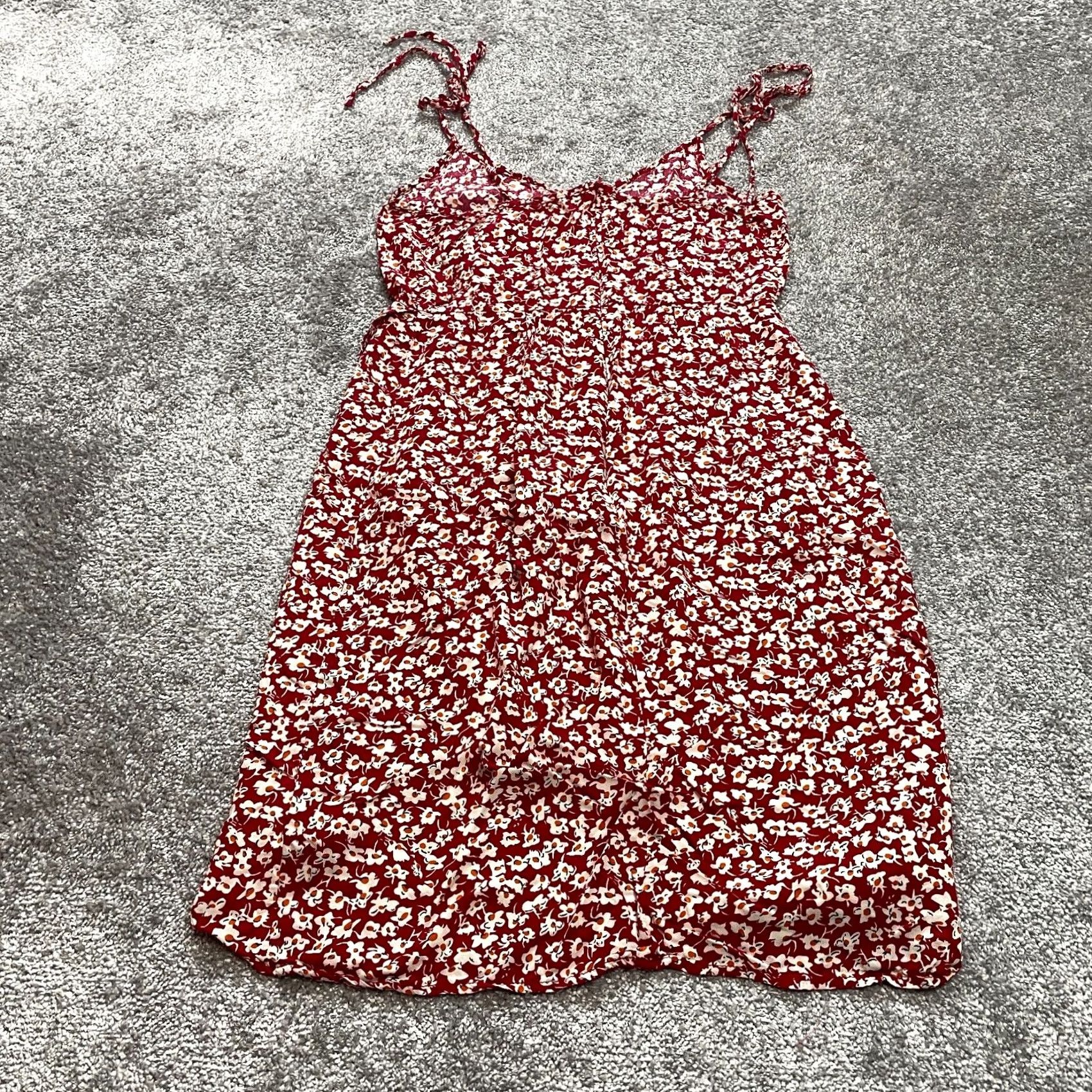 Vintage Umbranded Sundress Juniors 7 Red Floral Sleeveless Tank Midi Soft Rayon Jersey Dress Size M / US 6-8 / IT 42-44 - 7 Thumbnail