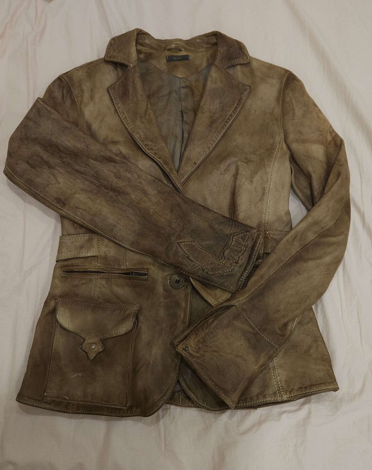 Vintage Super Soft Real Leather Distressed Patina Jacket By Blur Size M / US 6-8 / IT 42-44 - 22 Thumbnail