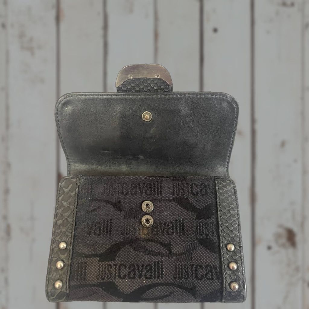 Just Cavalli Just Cavalli Wallet Gray Cotton Zipper Card Holder Womens One Size Credit Card Size ONE SIZE - 1 Thumbnail