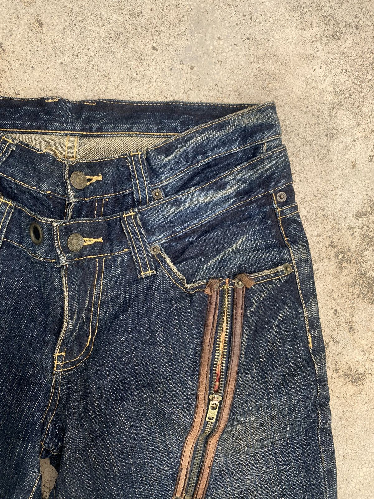 If Six Was Nine × Japanese Brand × PPFM PPFM Double Waist Zipper Clawmark Denim Jeans Size US 31 - 3 Thumbnail