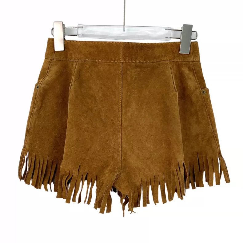 Saint Laurent Paris Saint Laurent Paris Cow leather casual shorts with brown t Size 35" - 2 Thumbnail