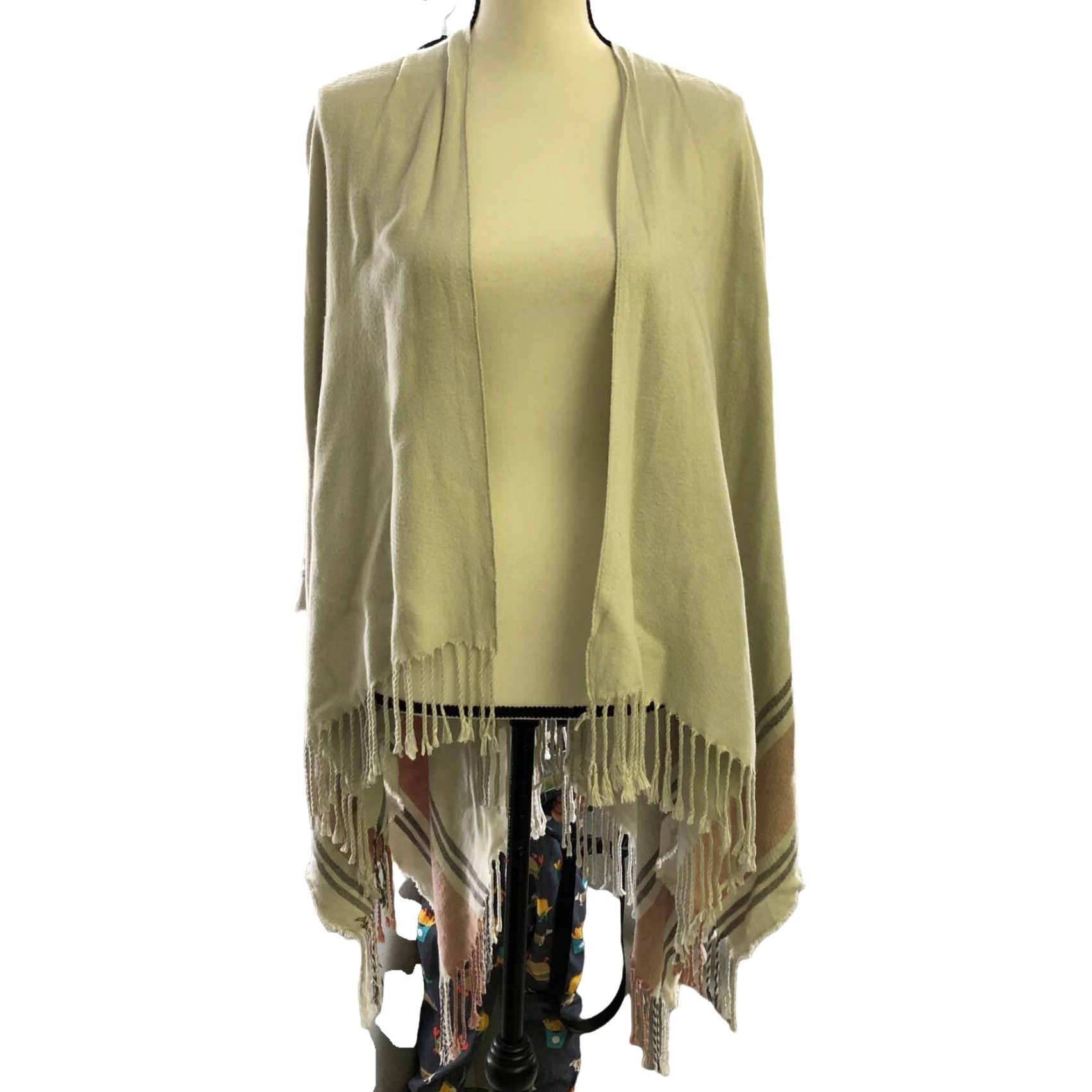 Pinko Womens Boho Fringe Poncho Cardigan Sweater OS Lightweight Multicolor Viscose Knit Suzu Size ONE SIZE - 2 Thumbnail