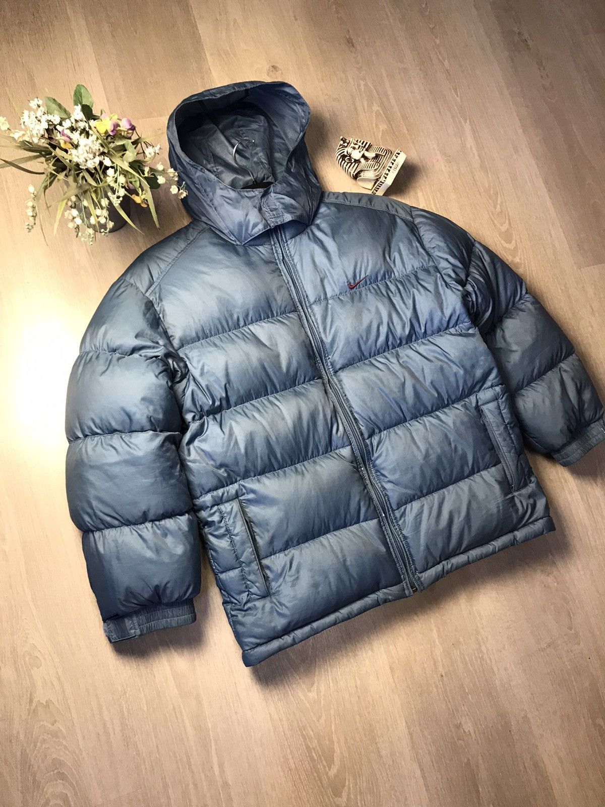 Nike × Vintage Vintage Nike Y2K smile logo puffer down jacket Size US XL / EU 56 / 4 - 2 Thumbnail