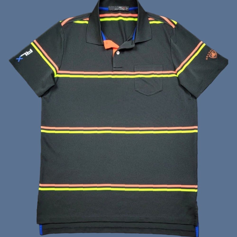 RLX Ralph Lauren RLX Ralph Lauren Golf Polo Shirt Mens Medium Black Neon Stripe Short Sleeve Polo Size US M / EU 48-50 / 2 - 1 Thumbnail
