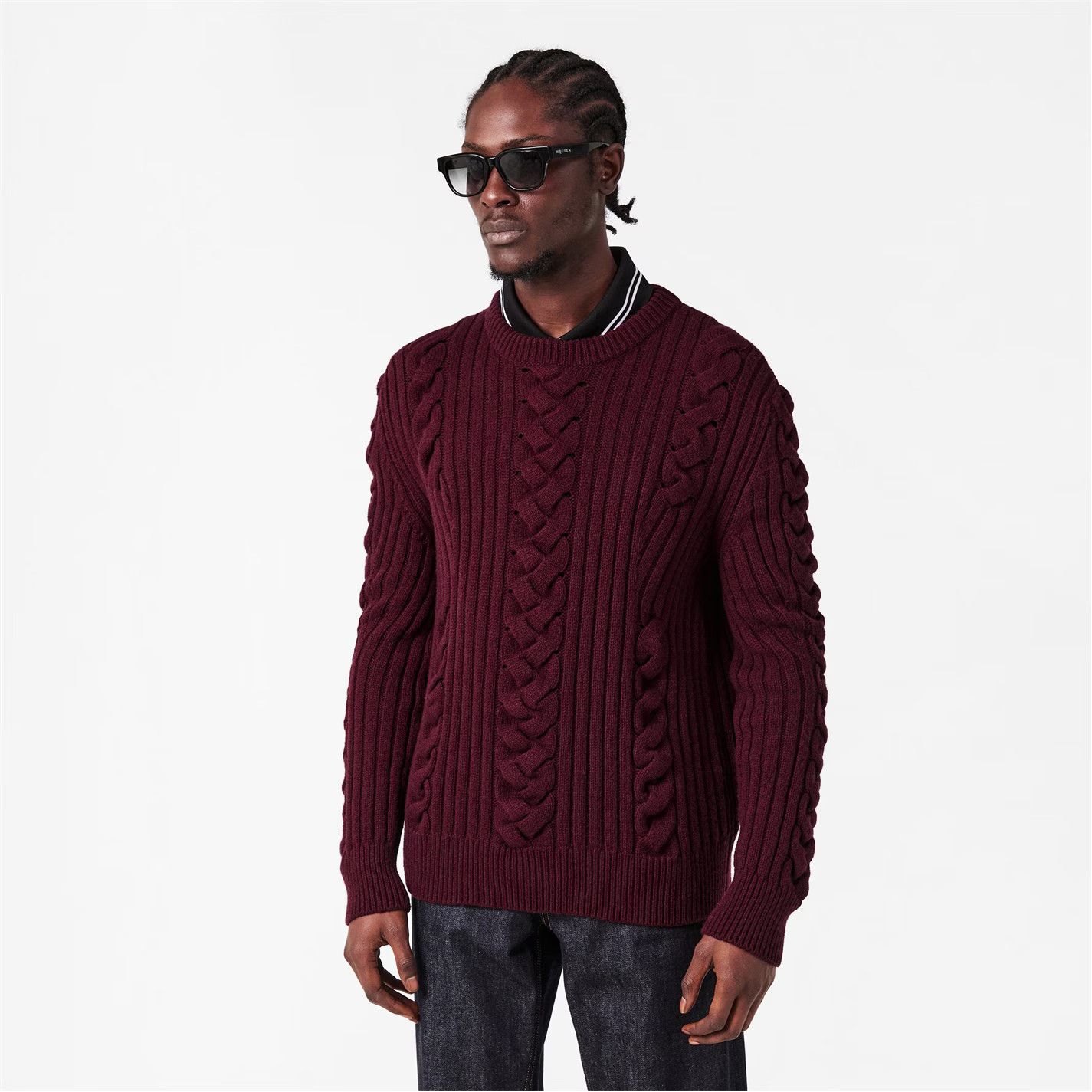 Alexander McQueen o1g2r1mq0326 Alex Cable Knit Structured Fit Crew Neck Jumper Size US S / EU 44-46 / 1 - 3 Thumbnail