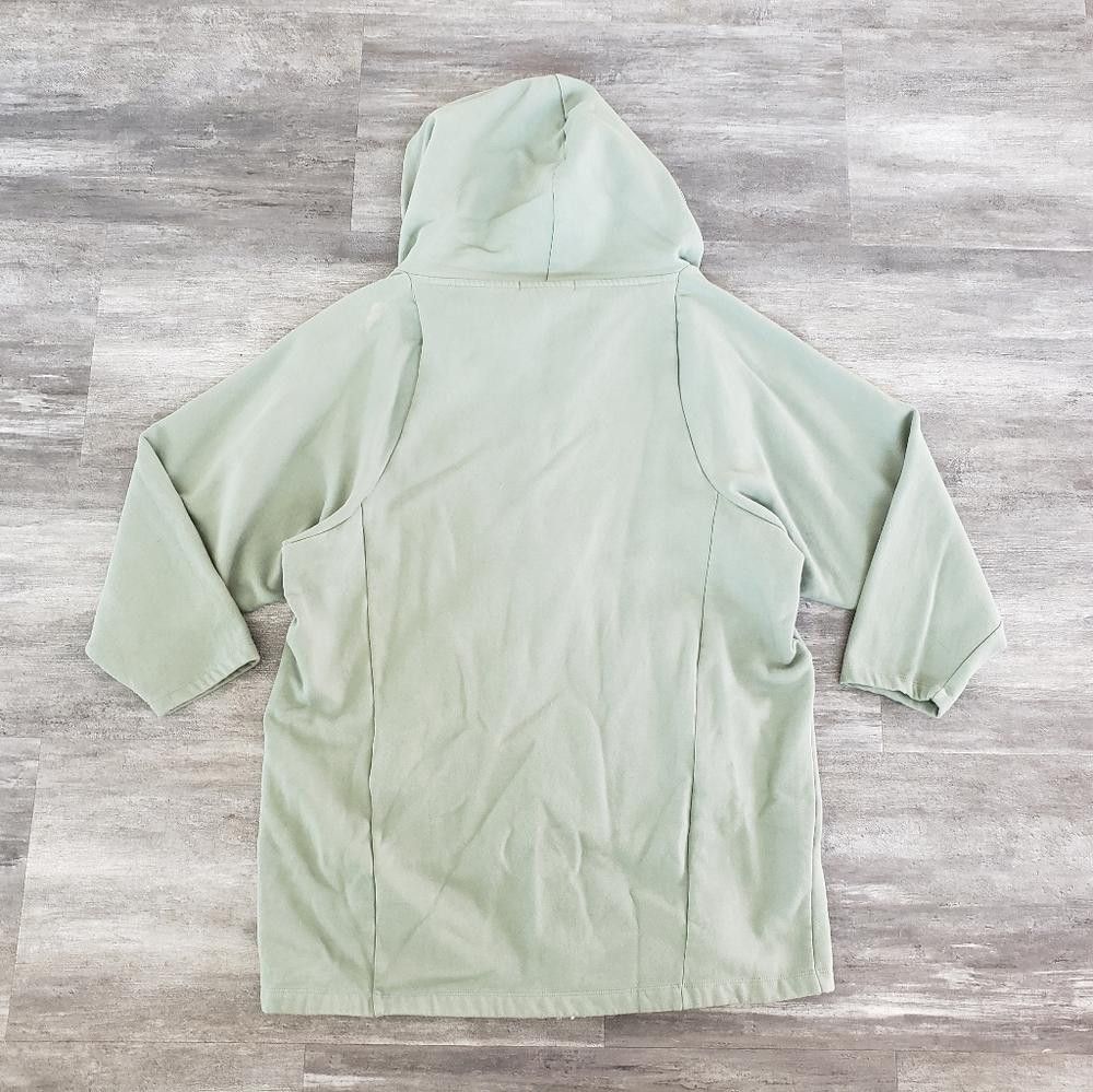 Forever 21 Olive Muted F21 Longline Hoodie Zip Up Size L / US 10 / IT 46 - 2 Thumbnail
