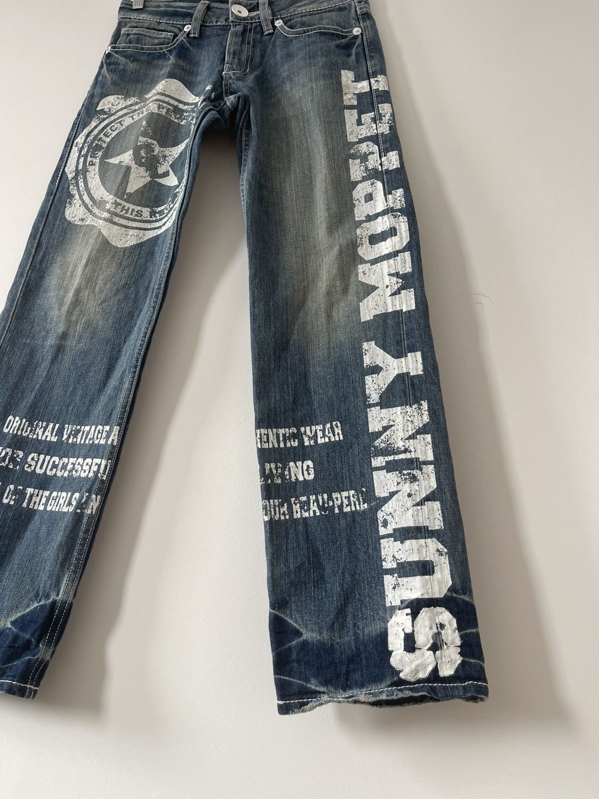 Japanese Brand Rare Vintage CO & LU Spell Out Paint Splatter Style Size US 28 / EU 44 - 2 Thumbnail
