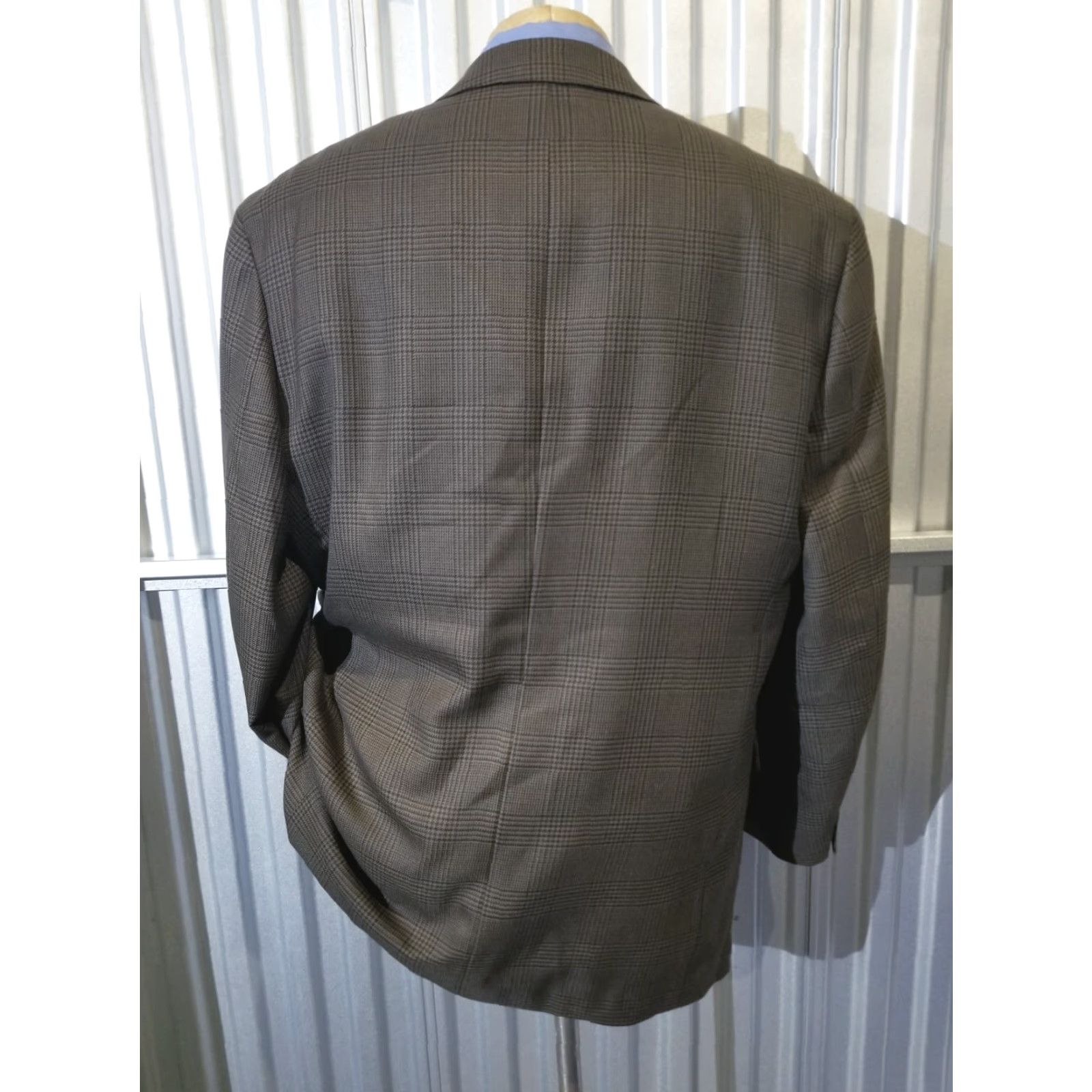 Vintage Palo Savino Sport Coat Blazer Jacket Plaid Wool Polyester Tweed Brown & Blue 2 Button Long Notch Lapel 48L Mens Regular Size 48R - 3 Thumbnail
