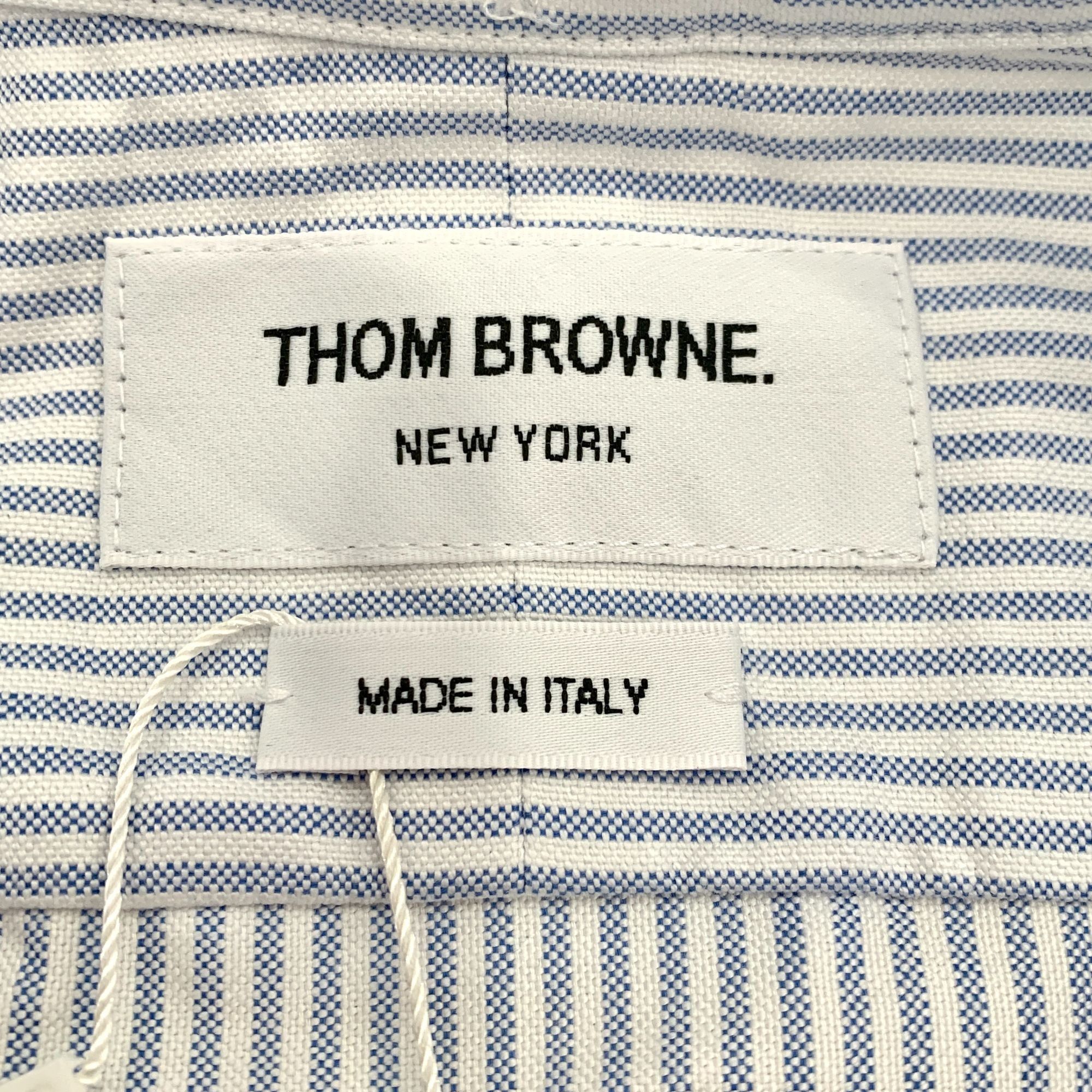 Thom Browne Thom Browne Cotton Long-Sleeve Shirt with Blue and White Str Size S / US 4 / IT 40 - 2 Thumbnail