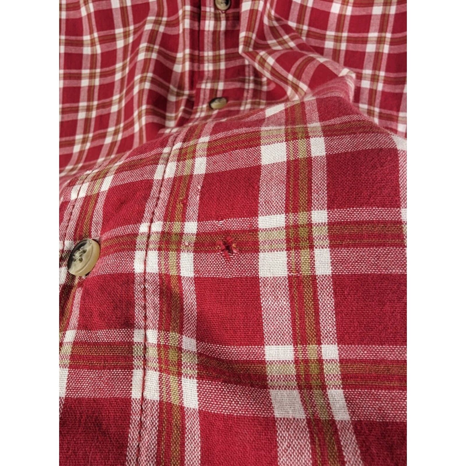 Wrangler Wrangler Button-Up Shirt Red Plaid L Long Sleeve Cotton Polyester Spandex Men’s Casual Workwear Vintage: No Size US L / EU 52-54 / 3 - 3 Thumbnail