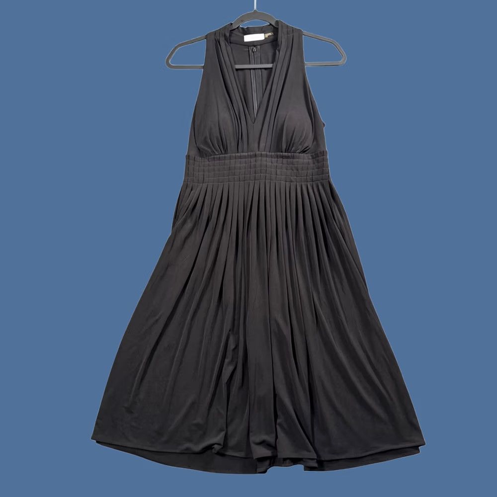 calvin klein pleated halter dress Calvin Klein Women 10 Black Cocktail Prom Wedding Guest Sheath dress