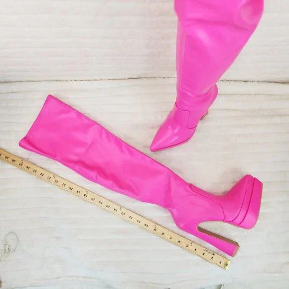 Other Delicious Hot Pink Fuchsia Pointy Toe Platform High Heel Str Size US 7.5 / IT 37.5 - 7 Thumbnail