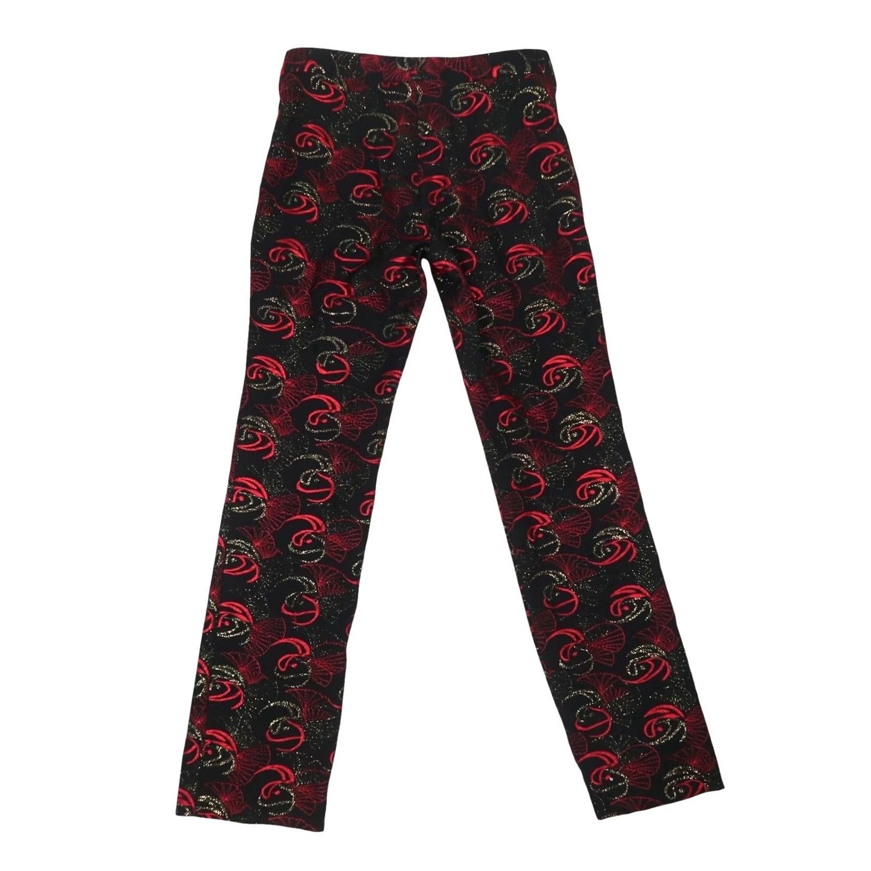 Nicole Miller VINTAGE Nicole Miller Pants 90s Black Gold Red Embroidered Slim Straight 6 Women Size 28" / US 6 / IT 42 - 3 Thumbnail