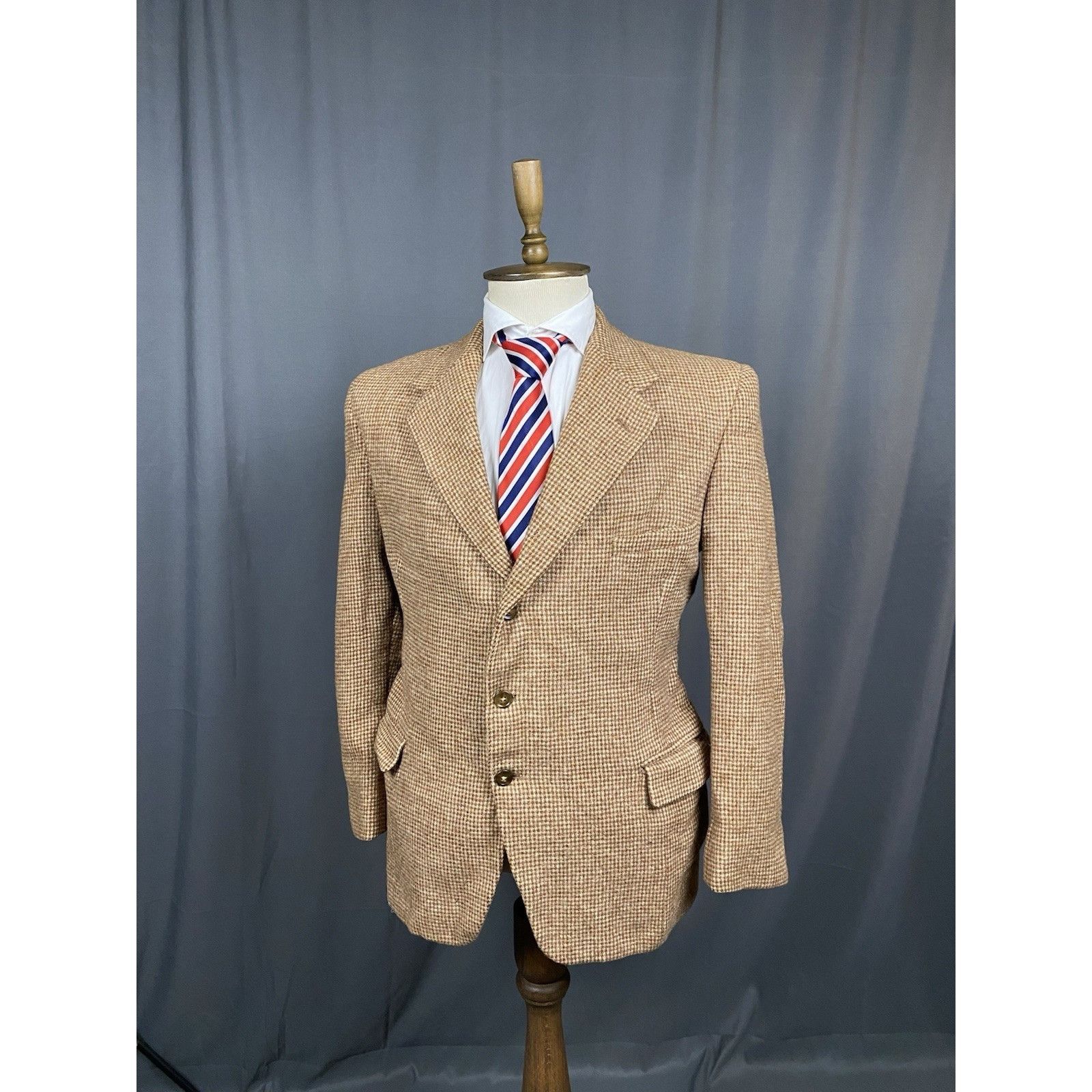 Harris Tweed Harris Tweed Vintage Men's Beige Brown Wool Blazer Jacket Si Size 52R - 4 Thumbnail