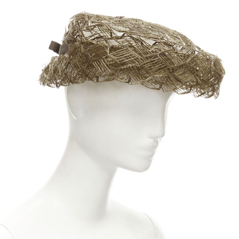Other vintage LAURENCE PARIS brown straw raffia woven bow grosgrain boater hat Size ONE SIZE - 1 Thumbnail