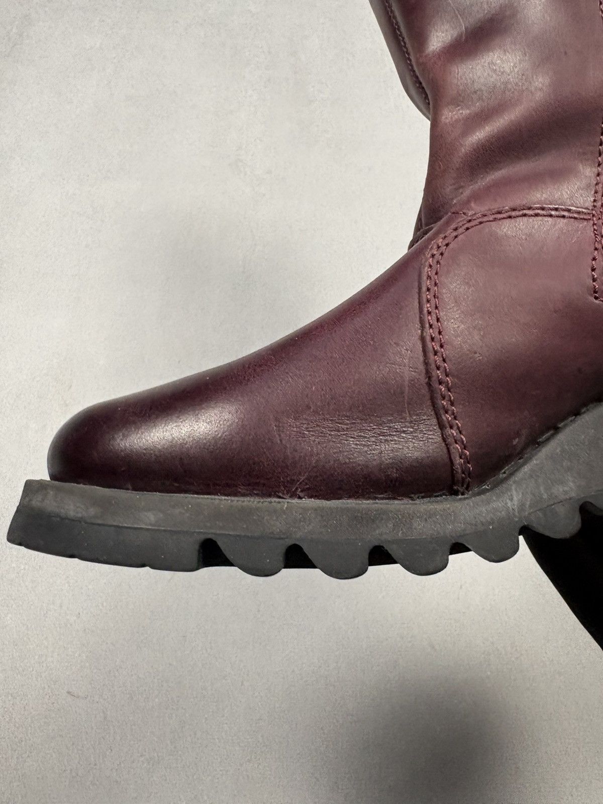 Fly London Fly London Mes II Leather Buckle Boots Burgundy Mid Calf 37 Size US 7 / IT 37 - 11 Thumbnail