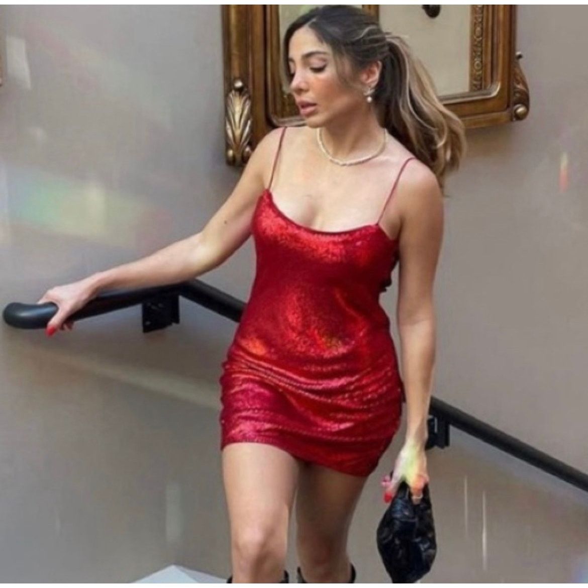Zara ZARA BLOGGER FAVORITE SEQUIN DRESS RED Size S / US 4 / IT 40 - 1 Thumbnail