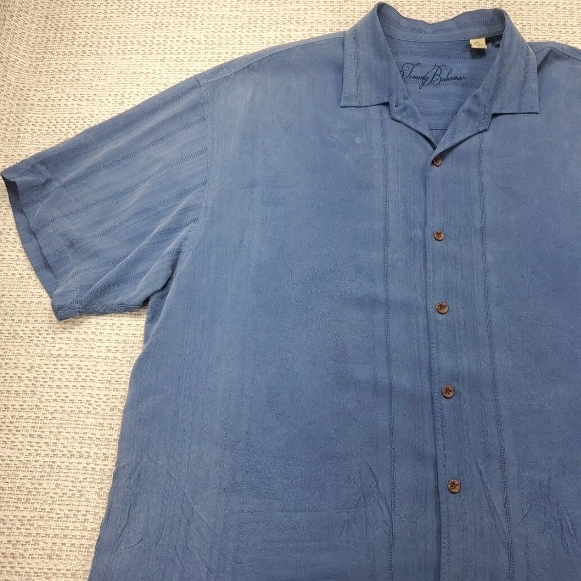 Tommy Bahama Tommy Bahama Shirt Mens 2XL Silk Blue Floral Stripe Pattern Camp Hawaiian Button-Up Casual Size US XXL / EU 58 / 5 - 3 Thumbnail