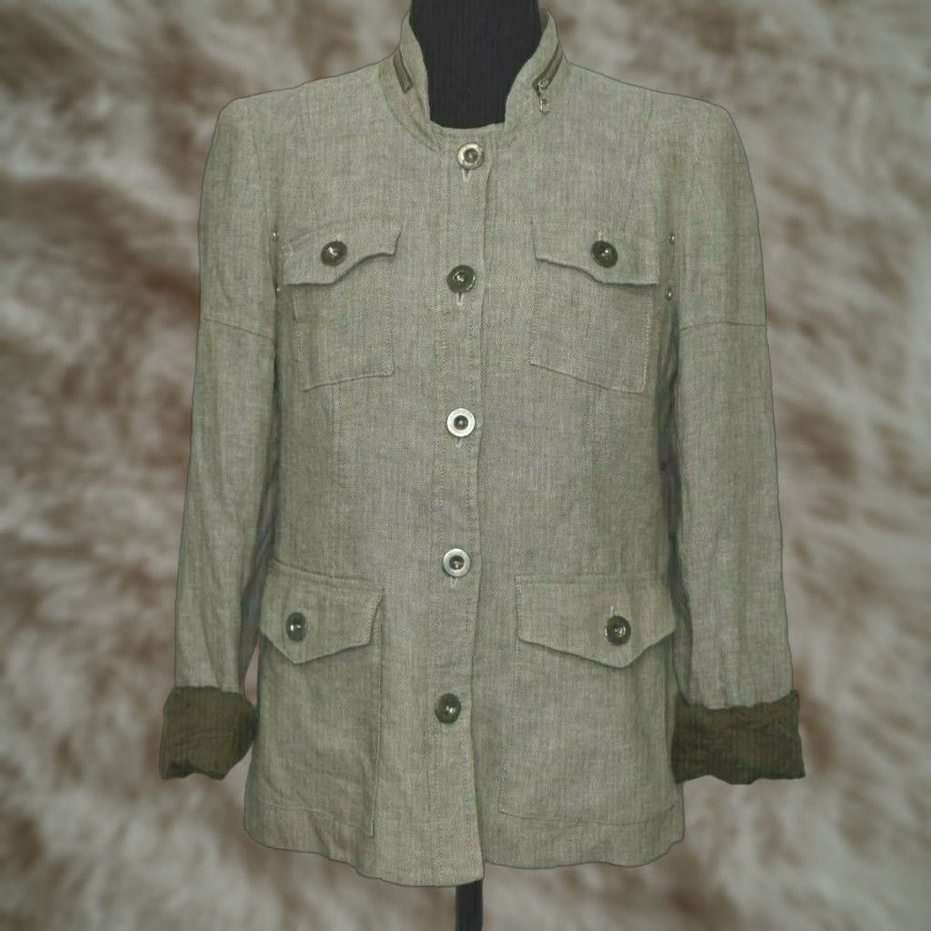 Vintage Louben Linen Blend Button Up Lined Jacket Beige Womens Size S Fits Small Jacket Size S / US 4 / IT 40 - 1 Thumbnail