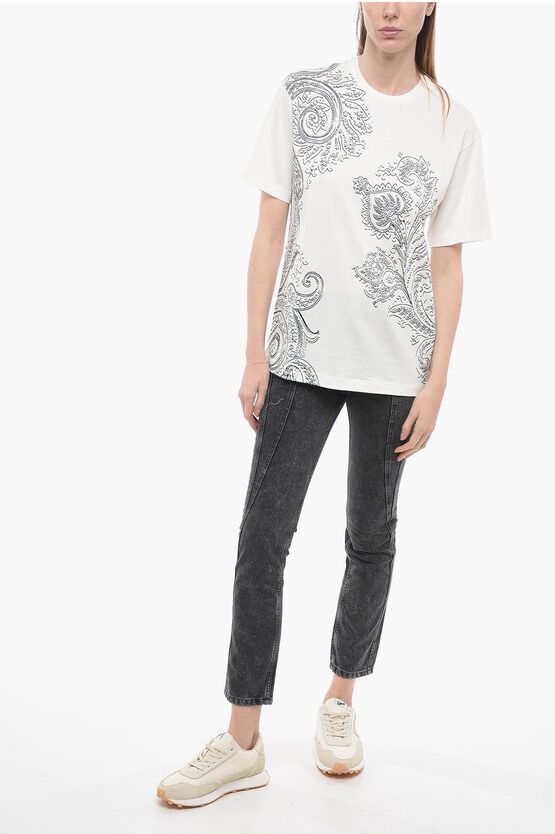 og1mm0624 Paisley Crew Neck T-Shirt in White/Black