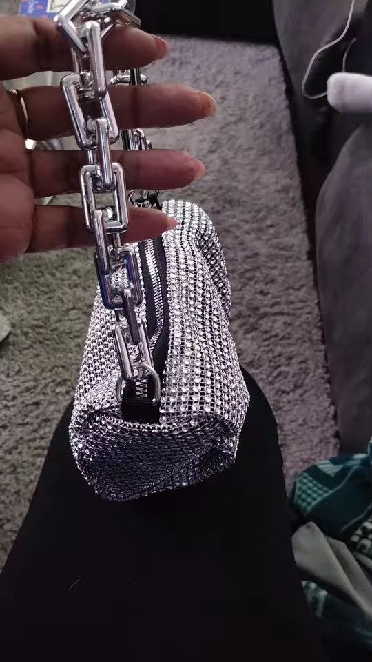 Leather Glitter Rhinestone Mini Crossbody Tote Bag Size ONE SIZE - 7 Thumbnail