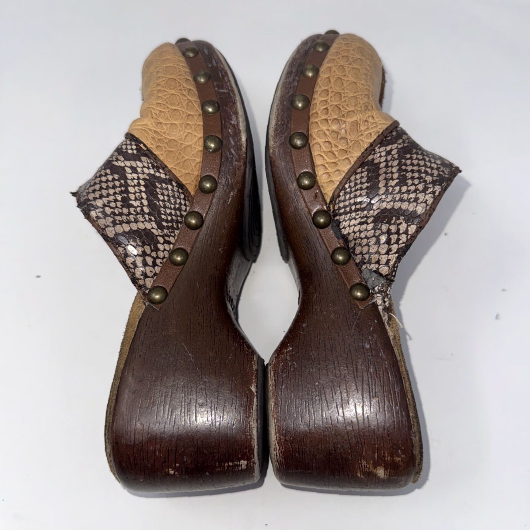 Vintage VINTAGE Mudd Cheetah Clogs Women 7 Slip On Platform Patchwork Block Heel Brown Shoes Size US 7 / IT 37 - 5 Thumbnail
