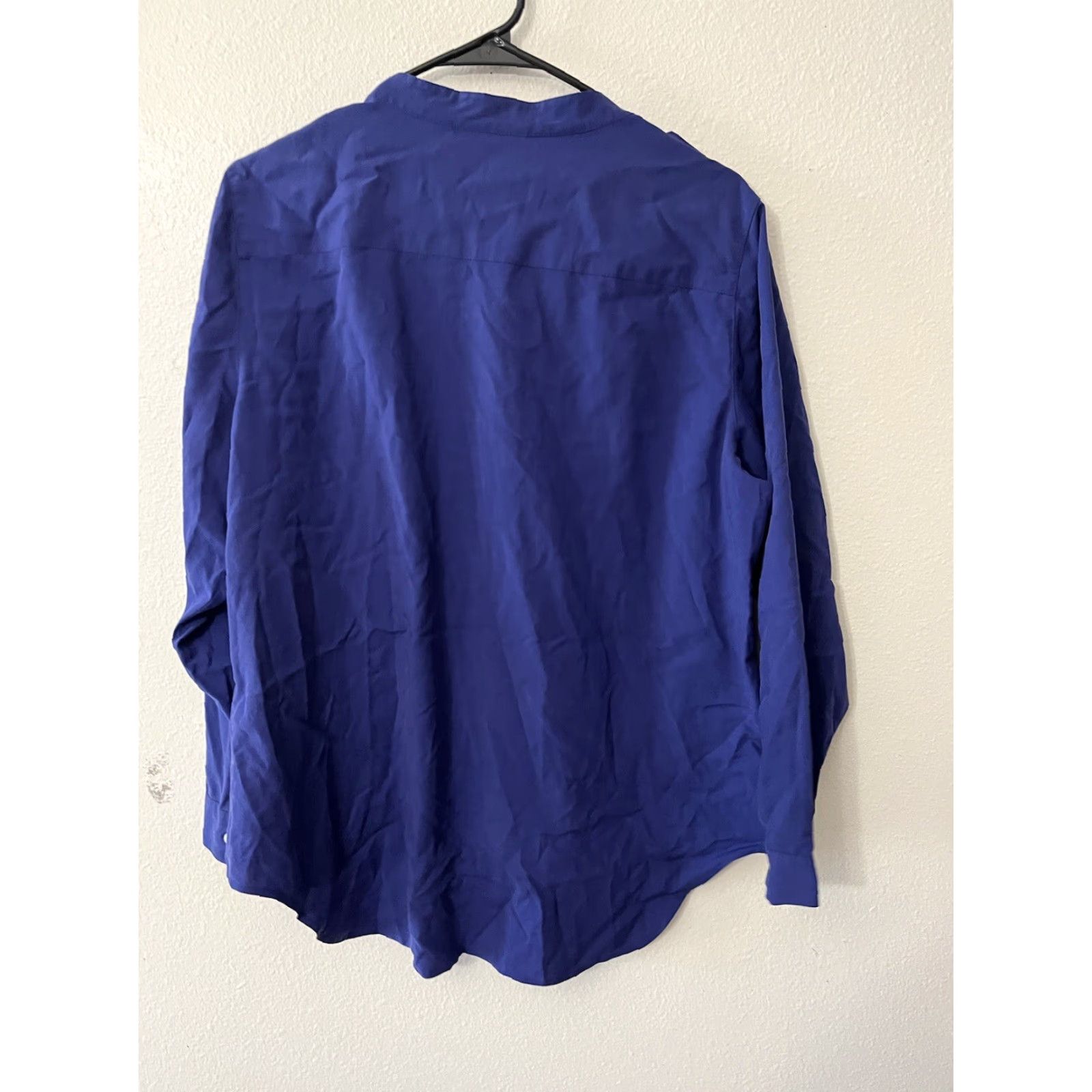 Vintage CHICO'S Blouse Blue Collarless Long Sleeve Button Down Modal Blend Size 1 Medium Size M / US 6-8 / IT 42-44 - 2 Thumbnail