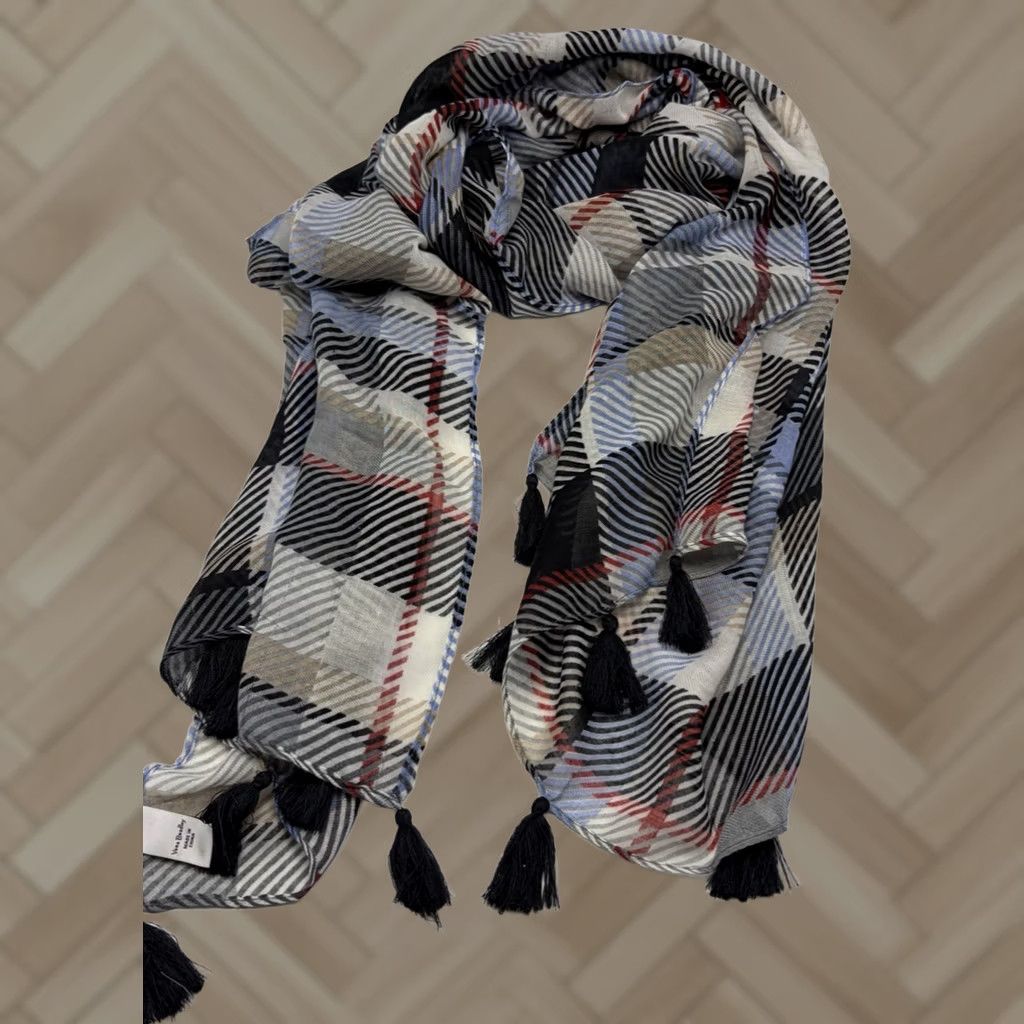 Vera Bradley Vera Bradley Scarf Rectangle Scarf Plaid Black White Fringe Lightweight Women, 72" x 30" Size ONE SIZE - 1 Thumbnail