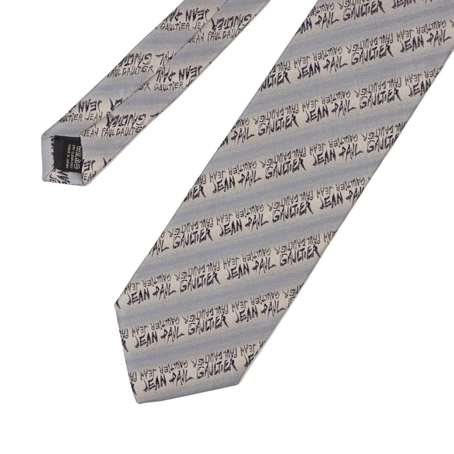 Jean Paul Gaultier Chain-Decorated Jacquard Tie in Gray and Navy Size ONE SIZE - 4 Thumbnail