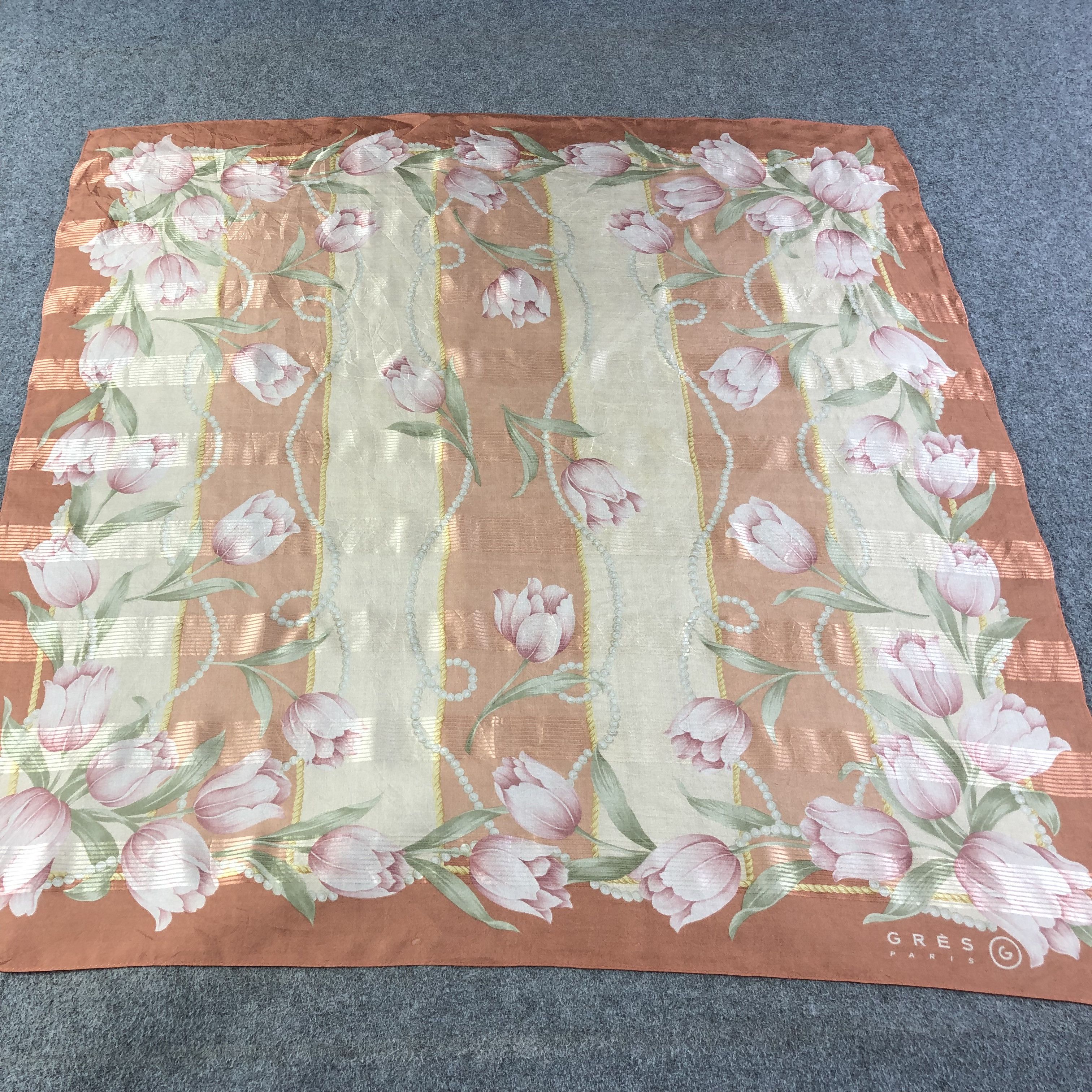 Vintage Gres Paris Floral Silk Scarf M856 Size ONE SIZE - 1 Thumbnail