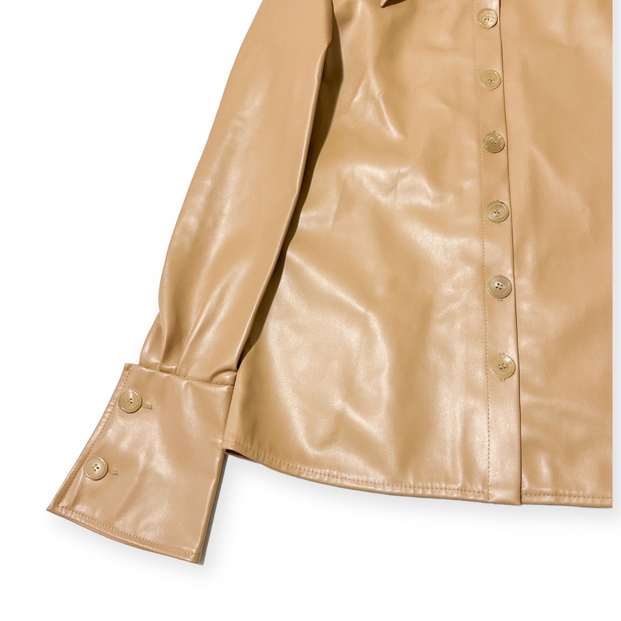 A.W.A.K.E. MODE A.W.A.K.E. MODE Faux Leather Shirt With Cuff Detail, Size 34 Size XS / US 0-2 / IT 36-38 - 8 Thumbnail
