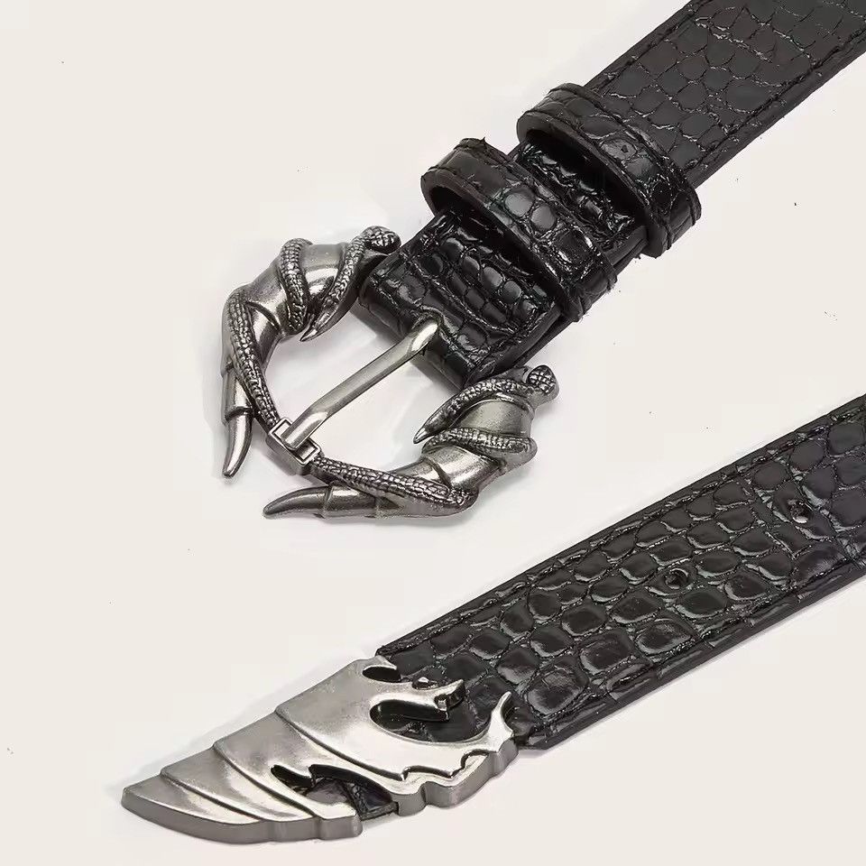 Leather 110 cm Y2k Grunge Buckle Pu Leather Belt Size ONE SIZE - 4 Thumbnail