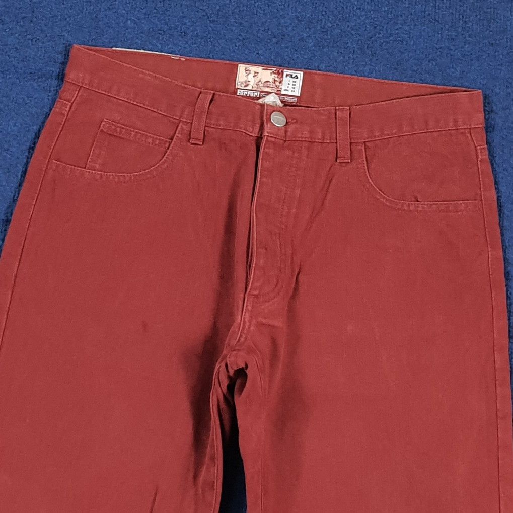 Fila Rare Vintage FERRARI x FILA Red Denim Pants Italy C297N8 Size US 31 - 6 Thumbnail