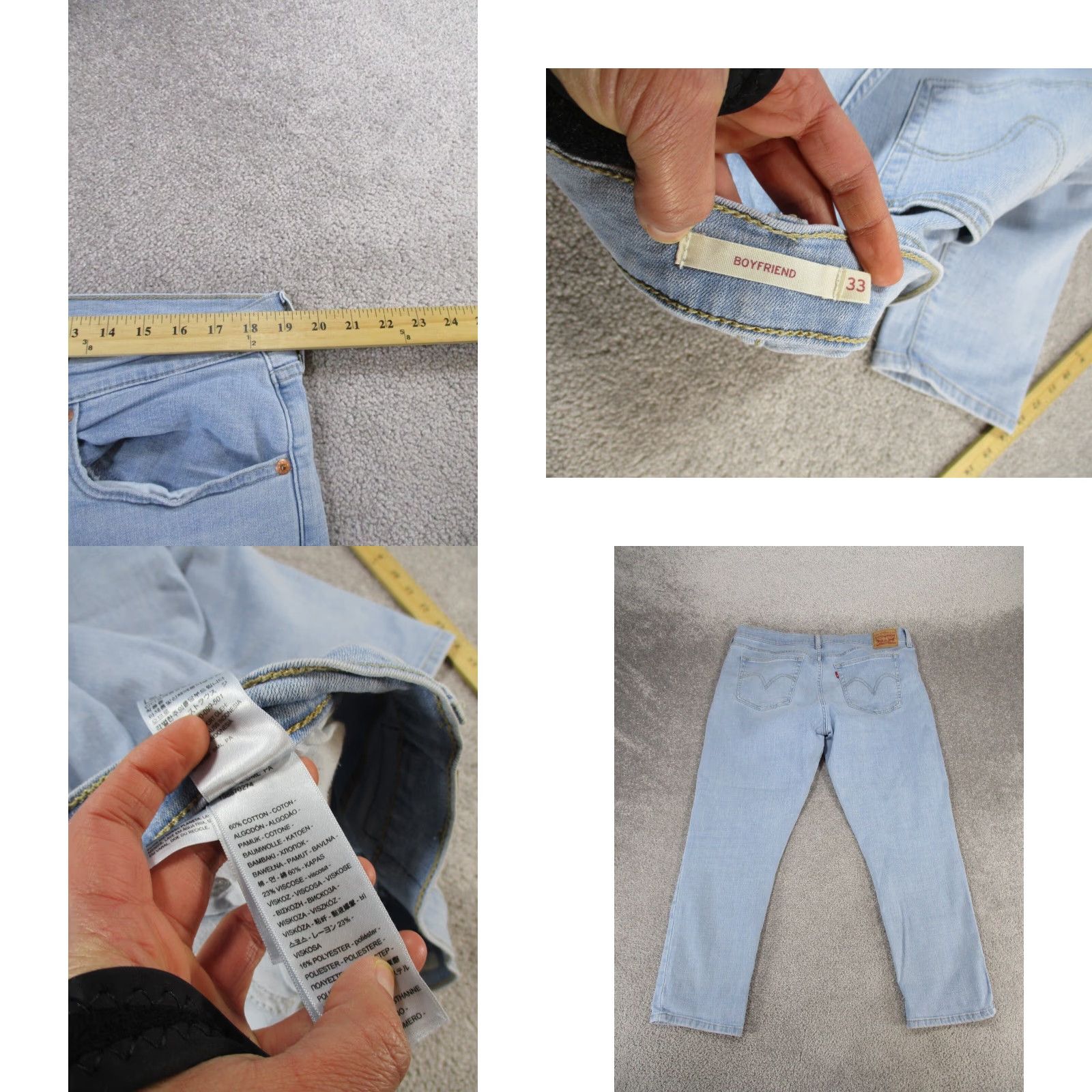 Levi's LEVI'S VINTAGE Boyfriend Jeans Womens 33 Blue Light Wash Denim *Stains Regular Size 24" / US 00 / IT 34 - 8 Thumbnail