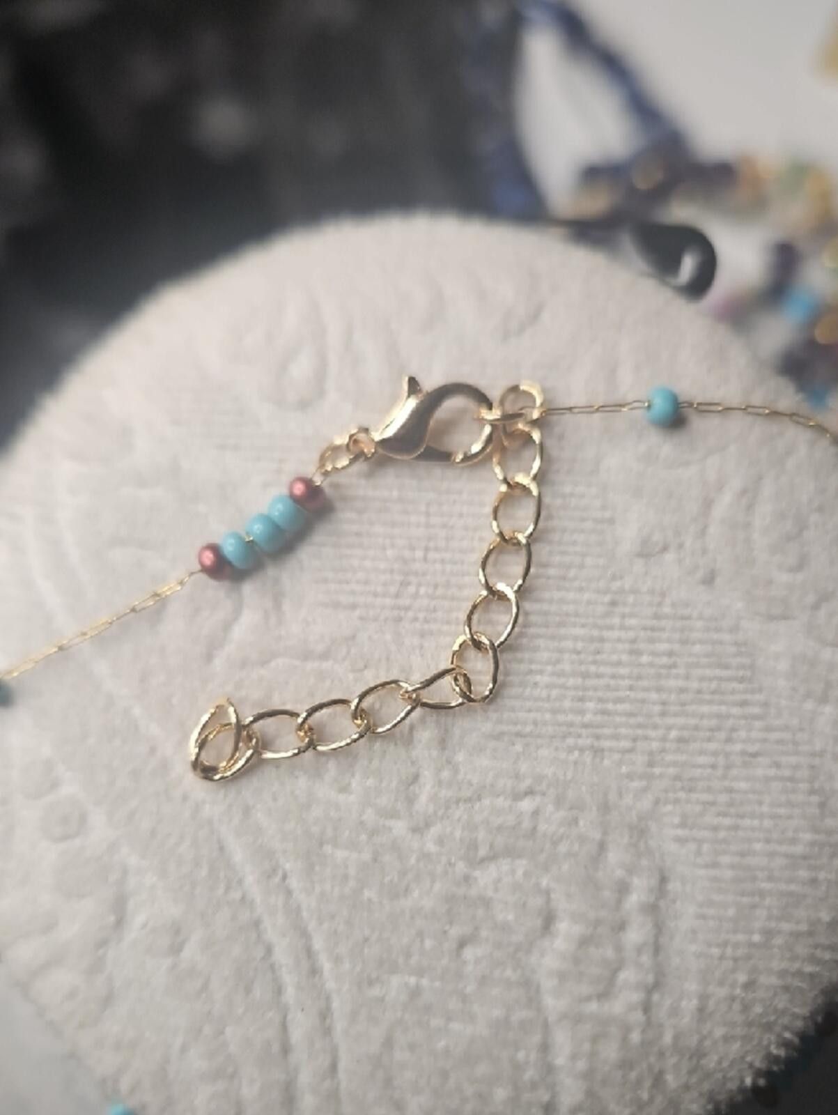 Other Delicate Anklet with Turquoise and Rose Beads Size ONE SIZE - 3 Thumbnail