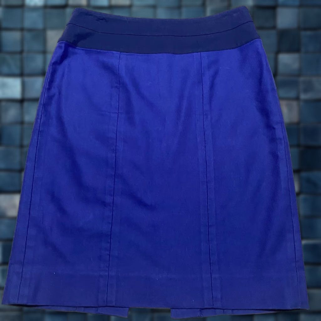 Vintage Cabi Skirt Women 4 Solid Blue Short Straight Pencil Cotton Spandex Zipper Business Size 27" / US 4 / IT 40 - 1 Thumbnail
