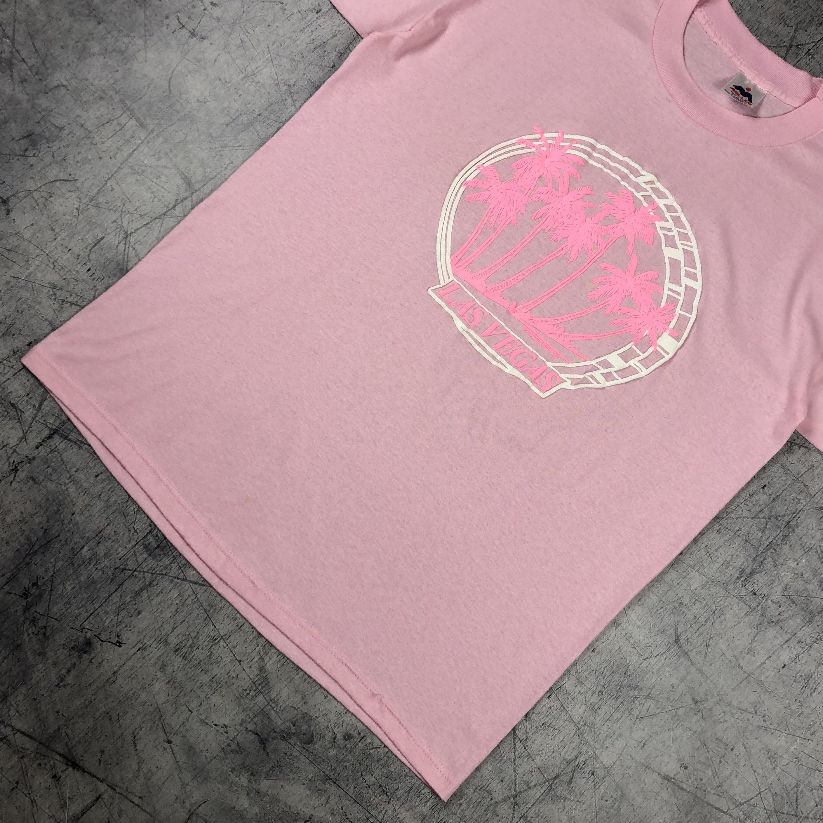 Vintage 1989 Las Vegas Puff Print Pink Tee Size US XL / EU 56 / 4 - 12 Thumbnail