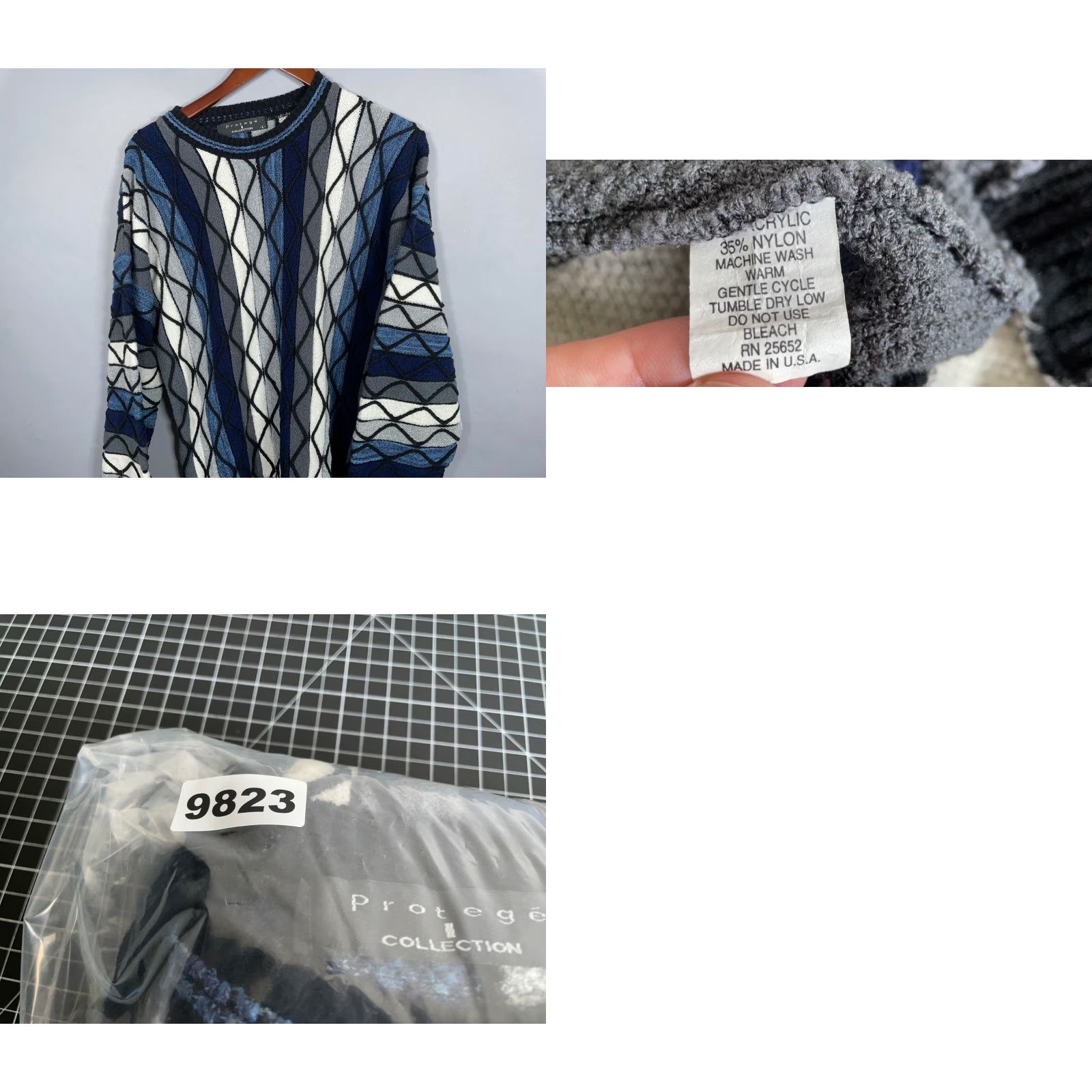 Coogi VINTAGE Protege COOGI Style Sweater Mens Large Black Blue Textured Knit Cosby Crewneck Size US L / EU 52-54 / 3 - 8 Thumbnail