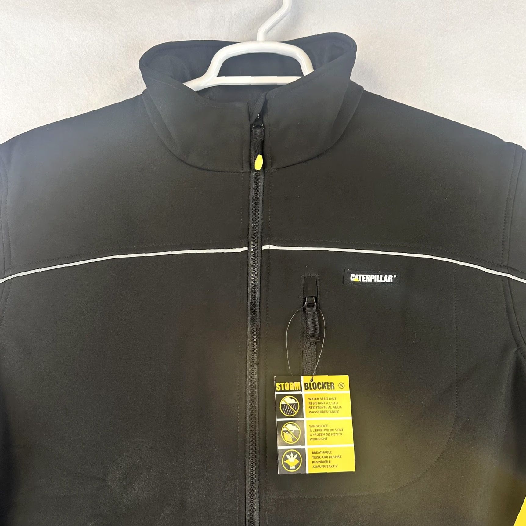 Vintage CAT Caterpillar Storm Blocker Jacket Mens Large Tall Black Softshell Workwear LT Size US L / EU 52-54 / 3 - 2 Thumbnail