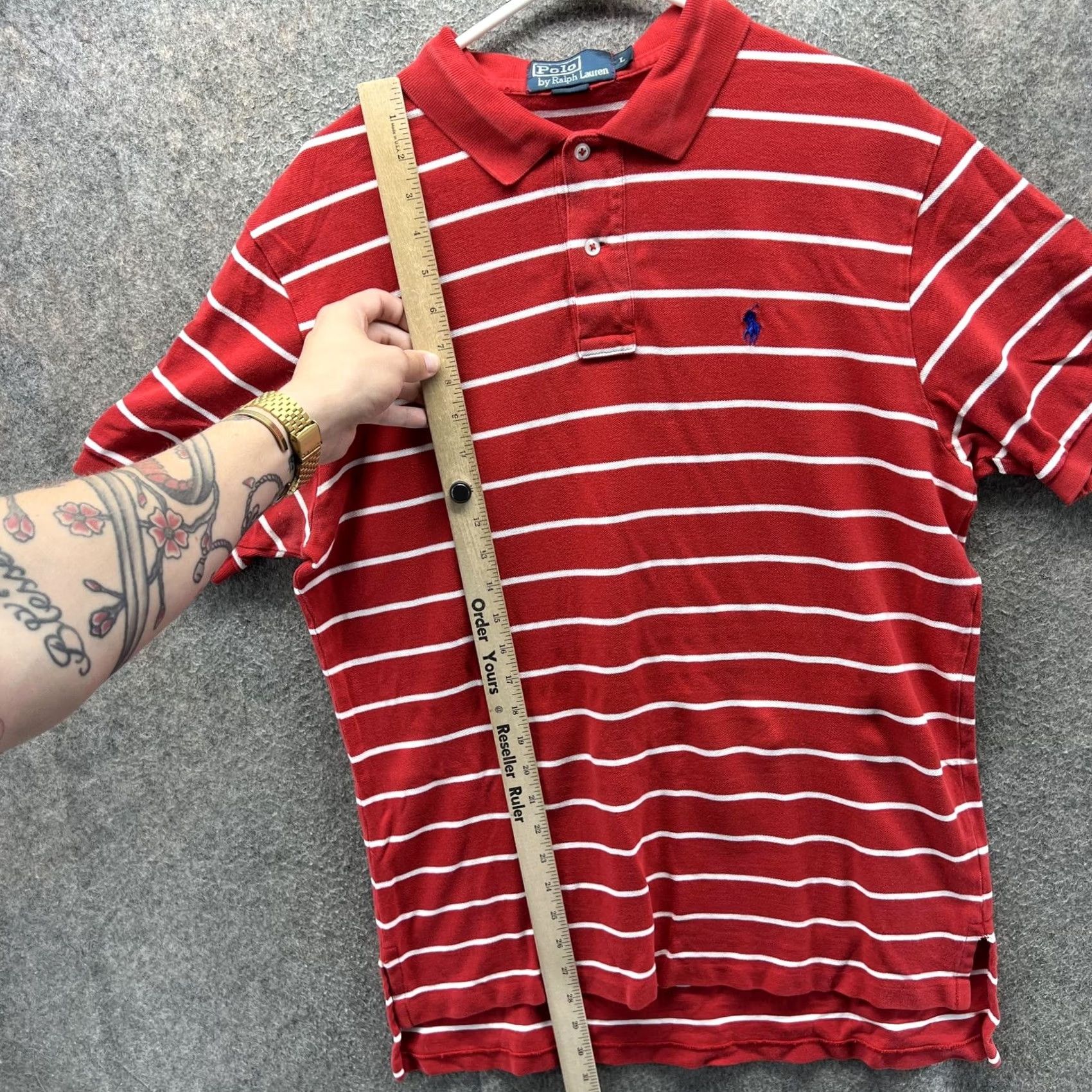 Polo Ralph Lauren Polo Ralph Lauren Shirt Mens Large Red White Stripe Pony Logo Polo Short Sleeve Size US L / EU 52-54 / 3 - 7 Thumbnail