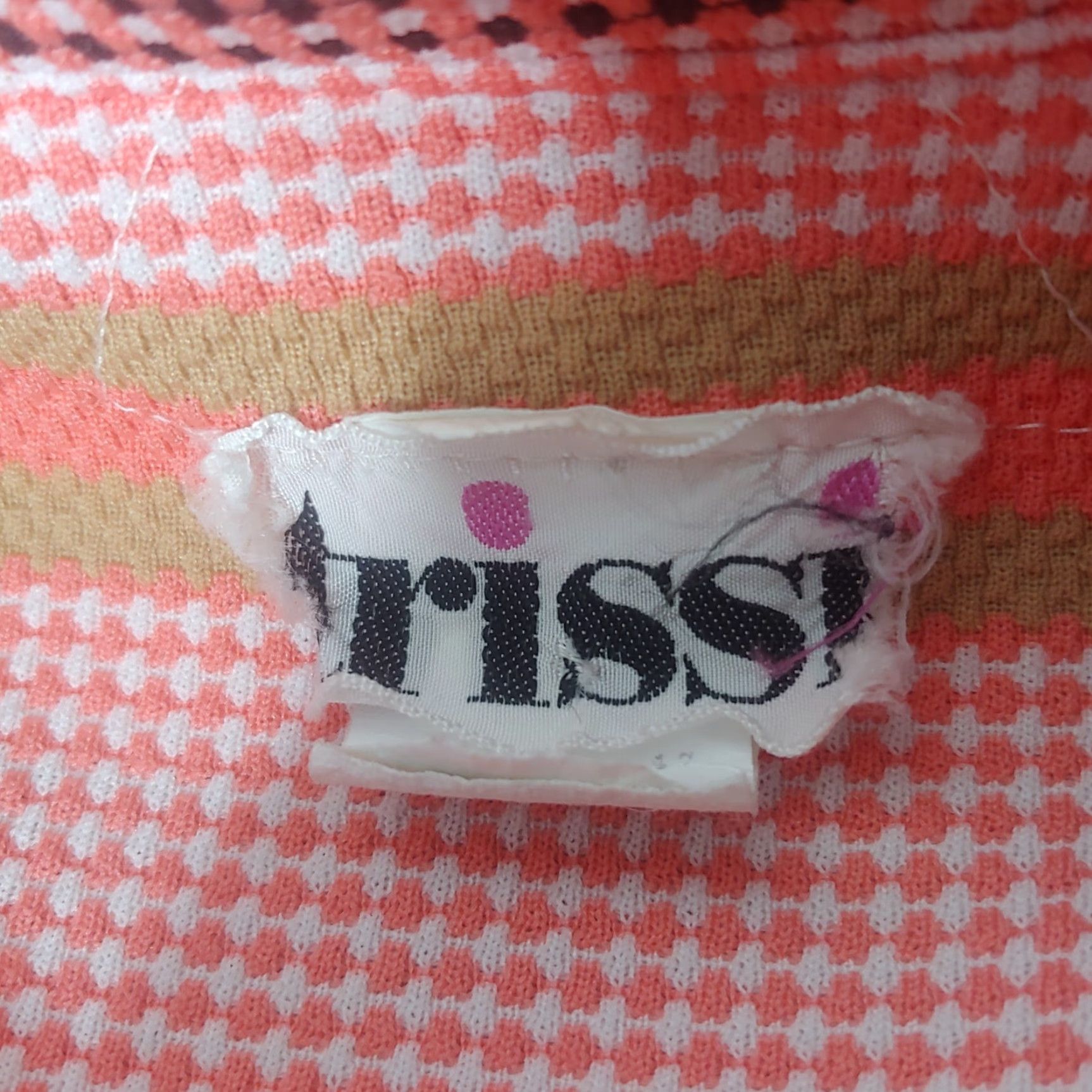 Pinko VINTAGE Trissi Blouse Shirt Long Sleeve Pink Stripe Polyester 70s Disco Women S Small Regular Brown White Collared Button 1970s Size S / US 4 / IT 40 - 7 Thumbnail