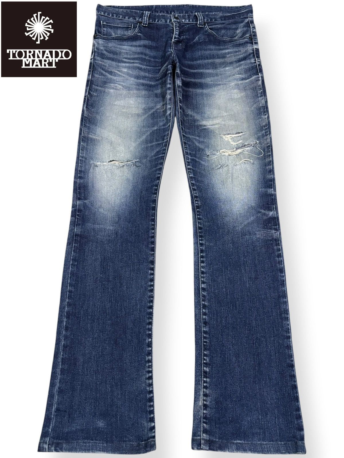Tornado Mart Vintage Tornado Mart Whiskers Faded Wash Distressed Jeans Size US 33 - 1 Thumbnail
