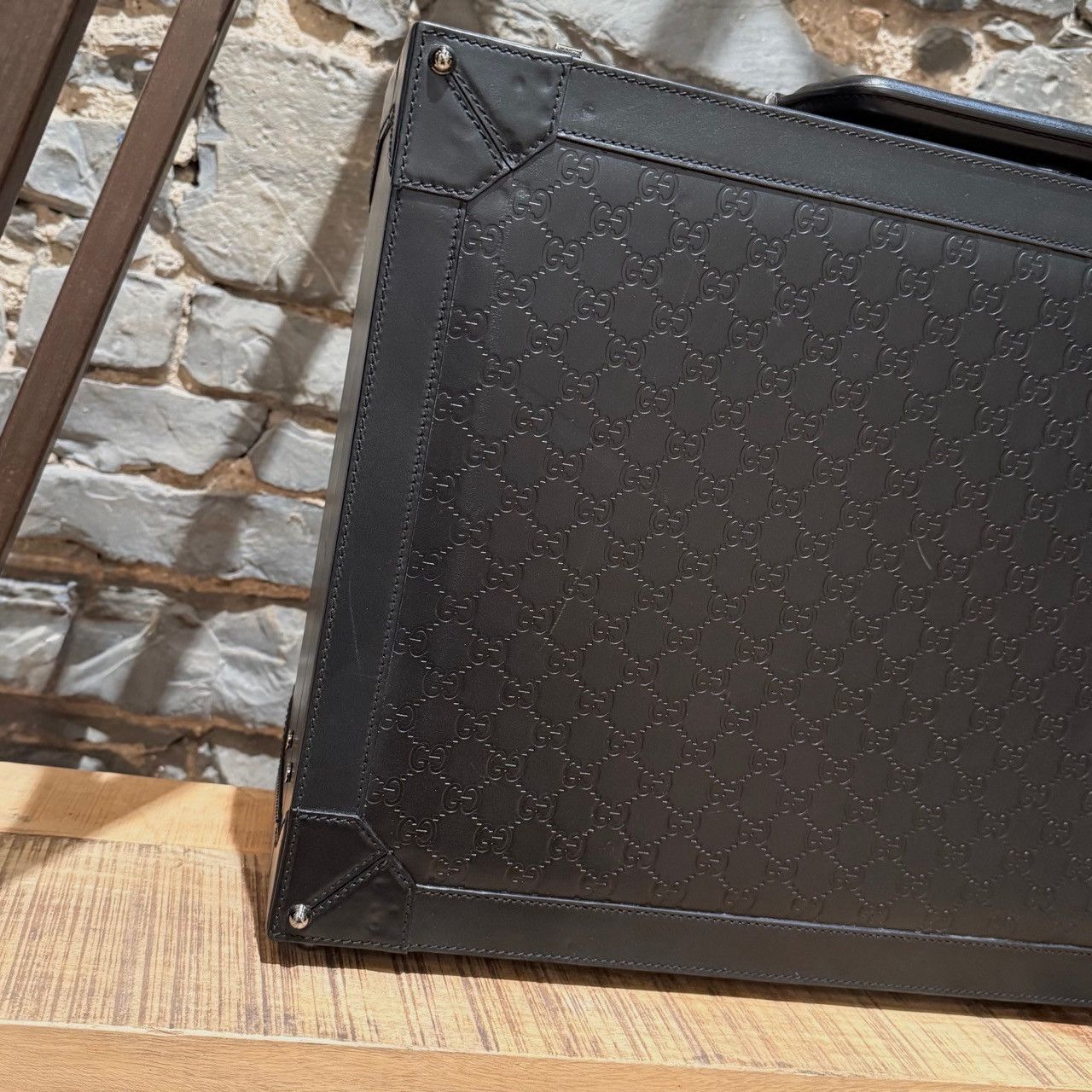 Gucci Gucci Black Leather Guccissima GG Embossed Trunk Suitcase Size ONE SIZE - 6 Thumbnail